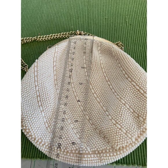 Vintage Ivory Beaded Purse with chain handle Made in Hong Kong - Picture 7 of 11